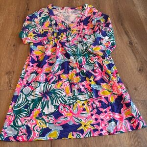 Lilly Pulitzer Women’s Kerry Shift Floral AOP 3/4 Sleeve Midi Dress Size M